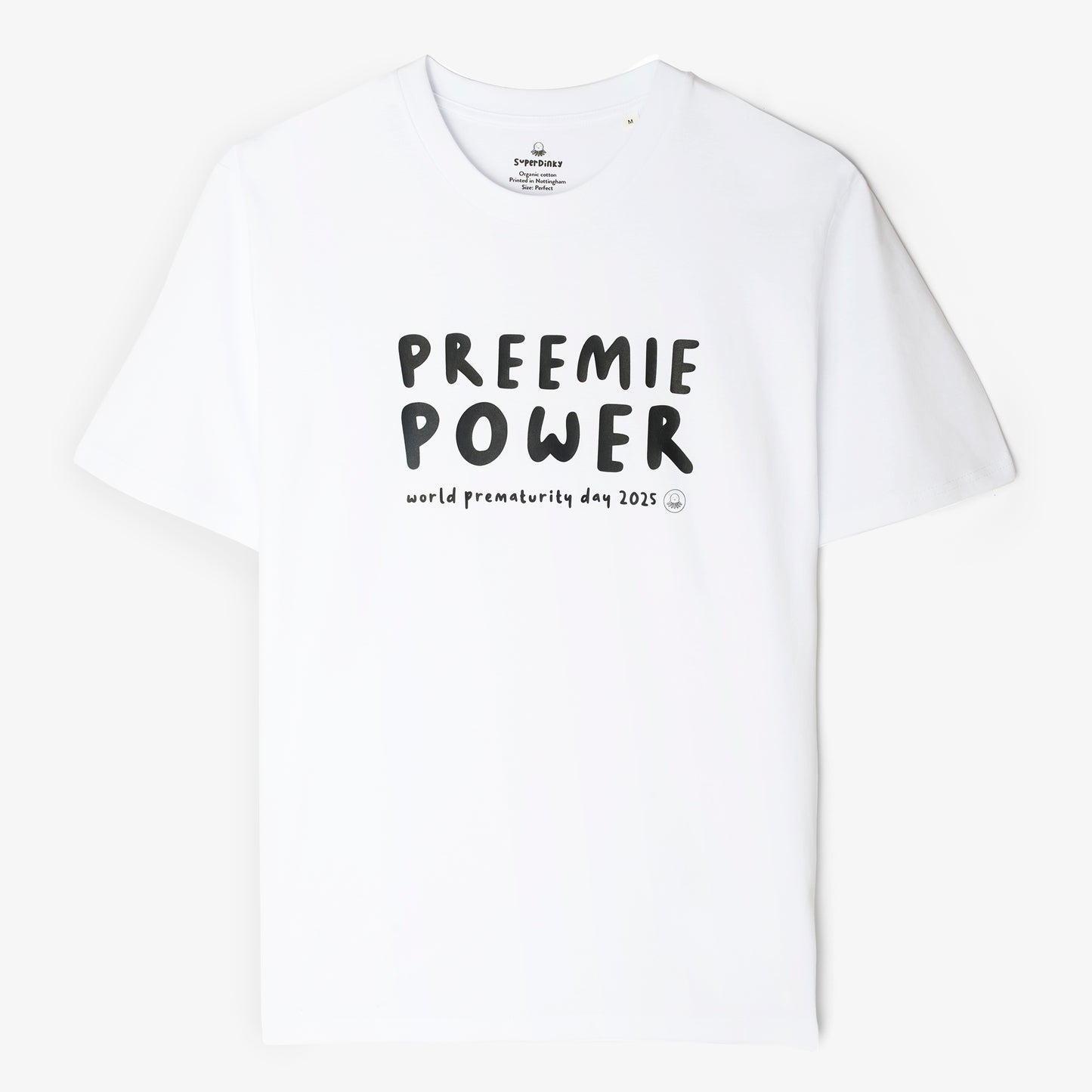 SuperDinky - White PREEMIE POWER - world prematurity tee
