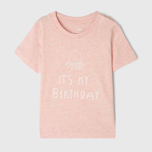 It's My Birthday Tee - Heather Pink - SuperDinky premature baby t-shirt