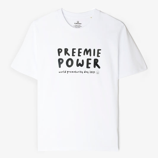 SuperDinky - White PREEMIE POWER - world prematurity tee