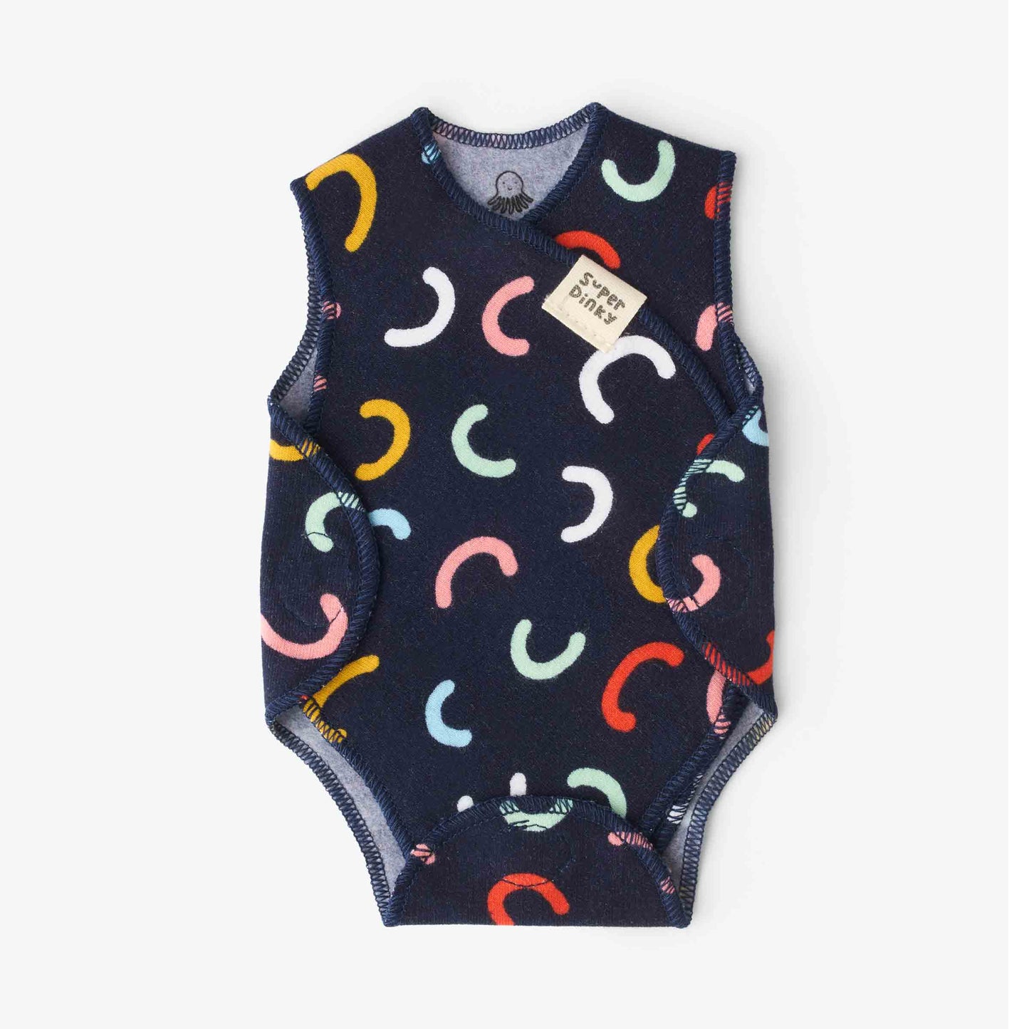 SuperDinky Navy Rainboho NICU baby vest