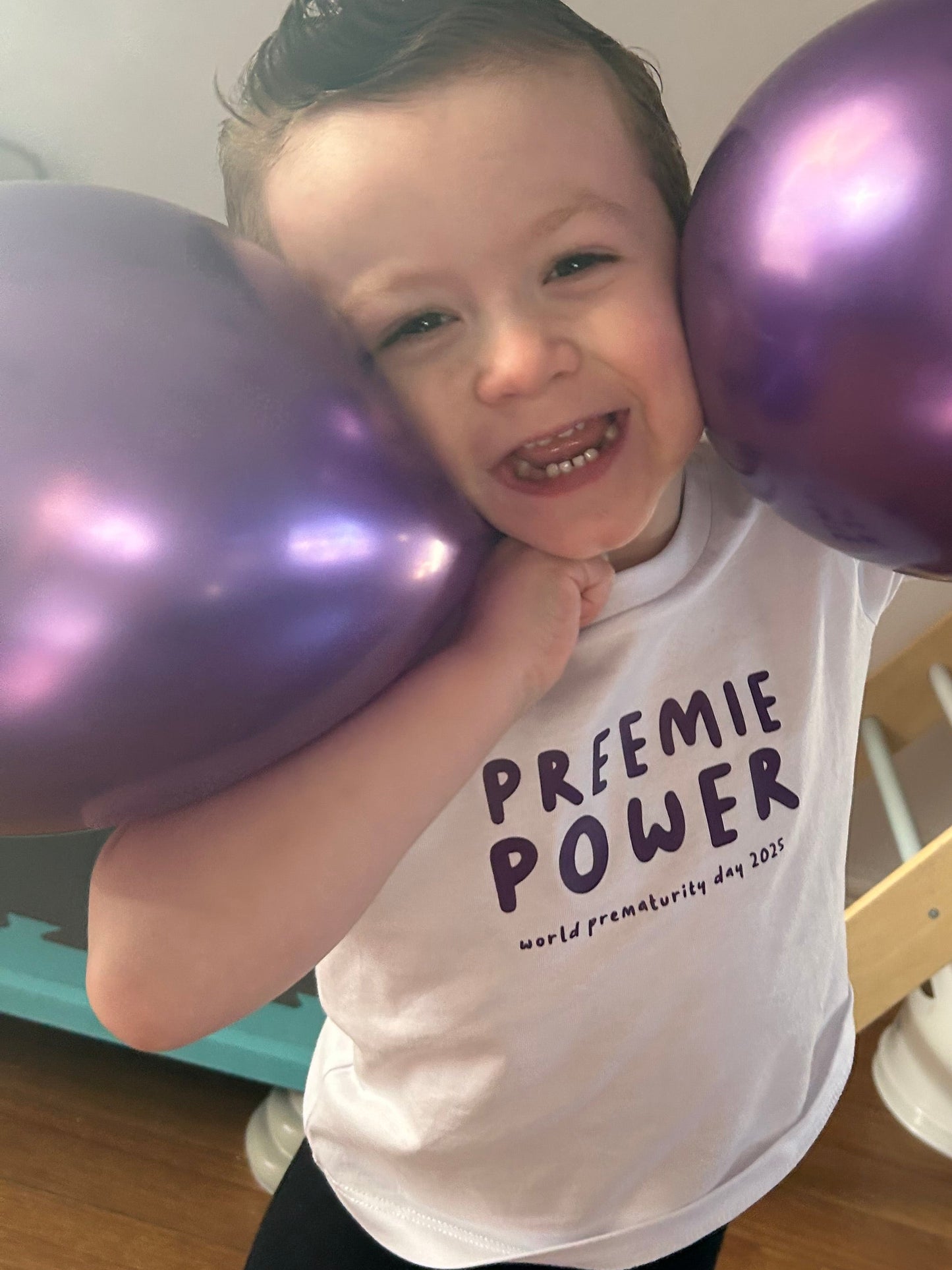 SUPERDINKY WARRIOR TEE - PREEMIE POWER -white