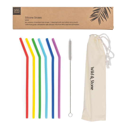 Reusable Silicone Drinking Straws - 6 Pack